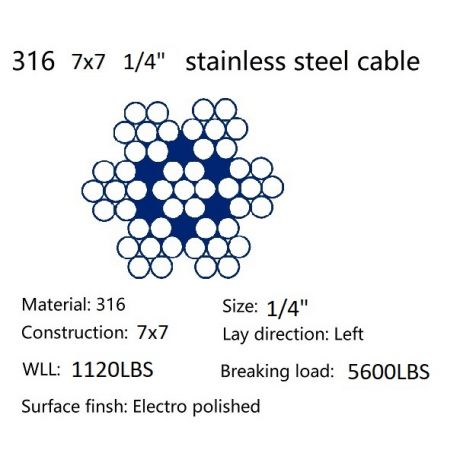 316 Stainless Steel Cable 7x7