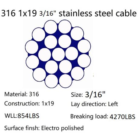 316 Stainless Steel Cable 1x19