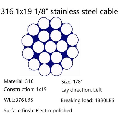 316 Stainless Steel Cable 1x19