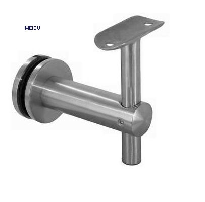 Fixed glass mount bracket round handrail