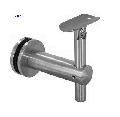 Adjustable glass mount bracket round handrail